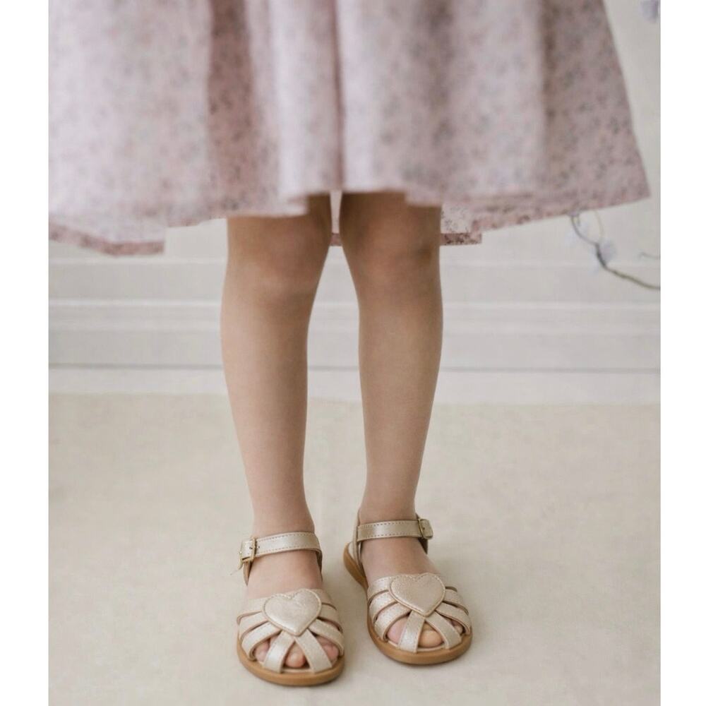 Jamie Kay petite Matte Gold Heart Sandal Flats – EU30 | UK12 | US12.5